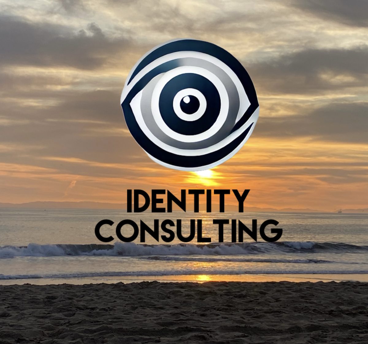 Identity Consulting logo over a Southern California sunset